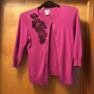 Anthropologie Fuchsia Embellished Cardigan